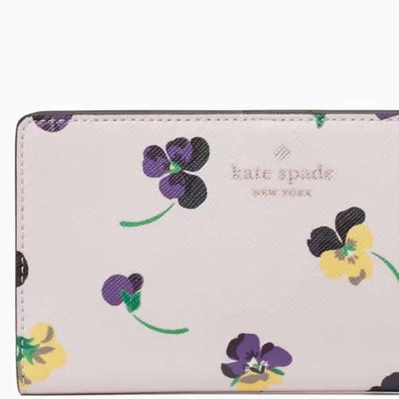 ♠️kate spade Dana Large Slim Bifold Wallet Floral Pansy - Picture 3 of 16